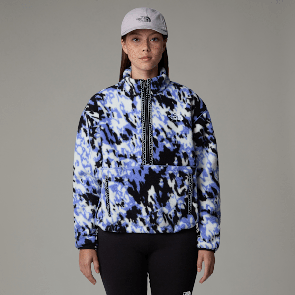 The North Face Women's Tnf Fleeski 1/4 Zip Pullover Fleece Virtual Blue Trail Grid Fleece Print