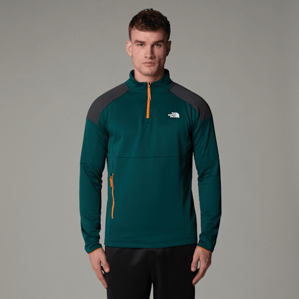 The North Face Men's Kikash 1/4 Zip Sweatshirt Deep Nori-asphalt Grey-digital Orange