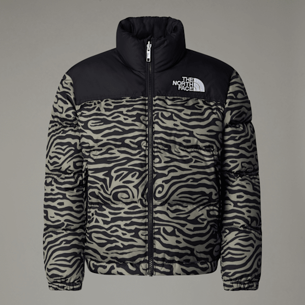 The North Face Teens' 1996 Retro Nuptse Jacket Clay Grey Tnf Tiger Stripe Print