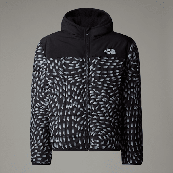 The North Face Boys' Reversible Shasta Full-zip Hooded Jacket Tnf Black Vector Field Print