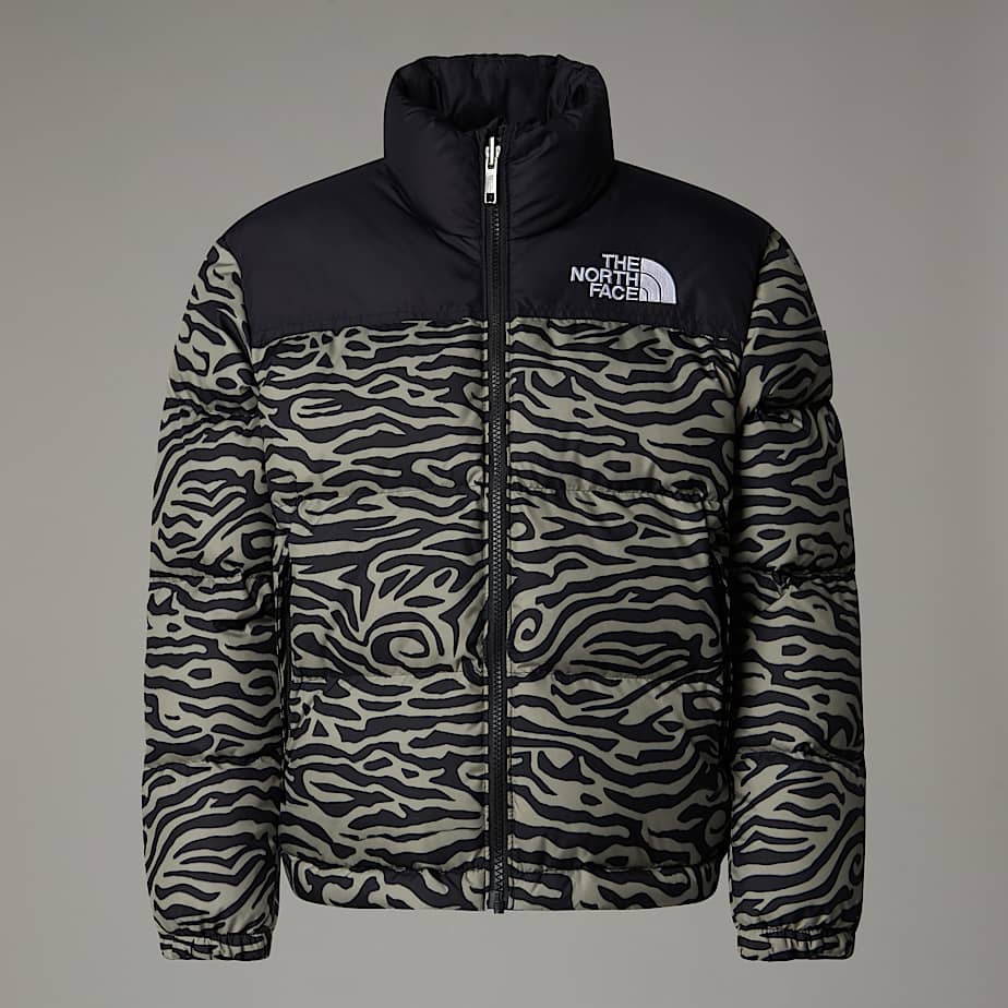 The North Face Teens' 1996 Retro Nuptse Jacket Clay Grey Tnf Tiger Stripe Print