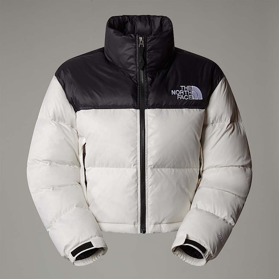 The North Face Nuptse Kurze Jacke Für Damen White Dune-tnf Black 