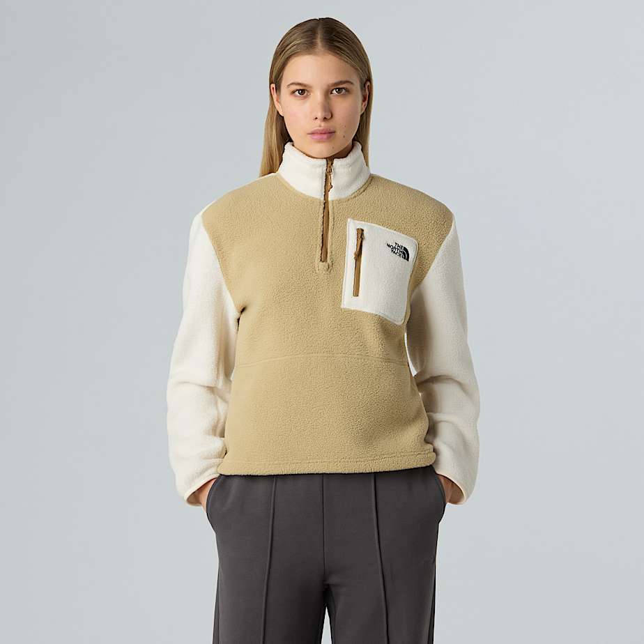 The North Face Women's Yumiori 1/4 Zip Fleece Jacket Khaki Stone-white Dune-utility Brown