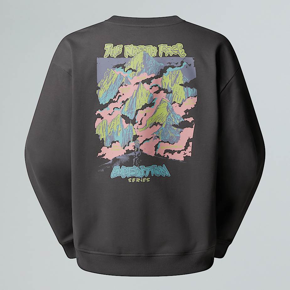 The North Face Expedition Celebration Sweatshirt In Oversize In Unisex Anthracite Grey 