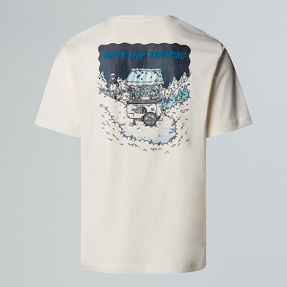 The North Face Powder Days Relaxt Geschnittenes T-shirt Mit Grafik In Unisex White Dune 