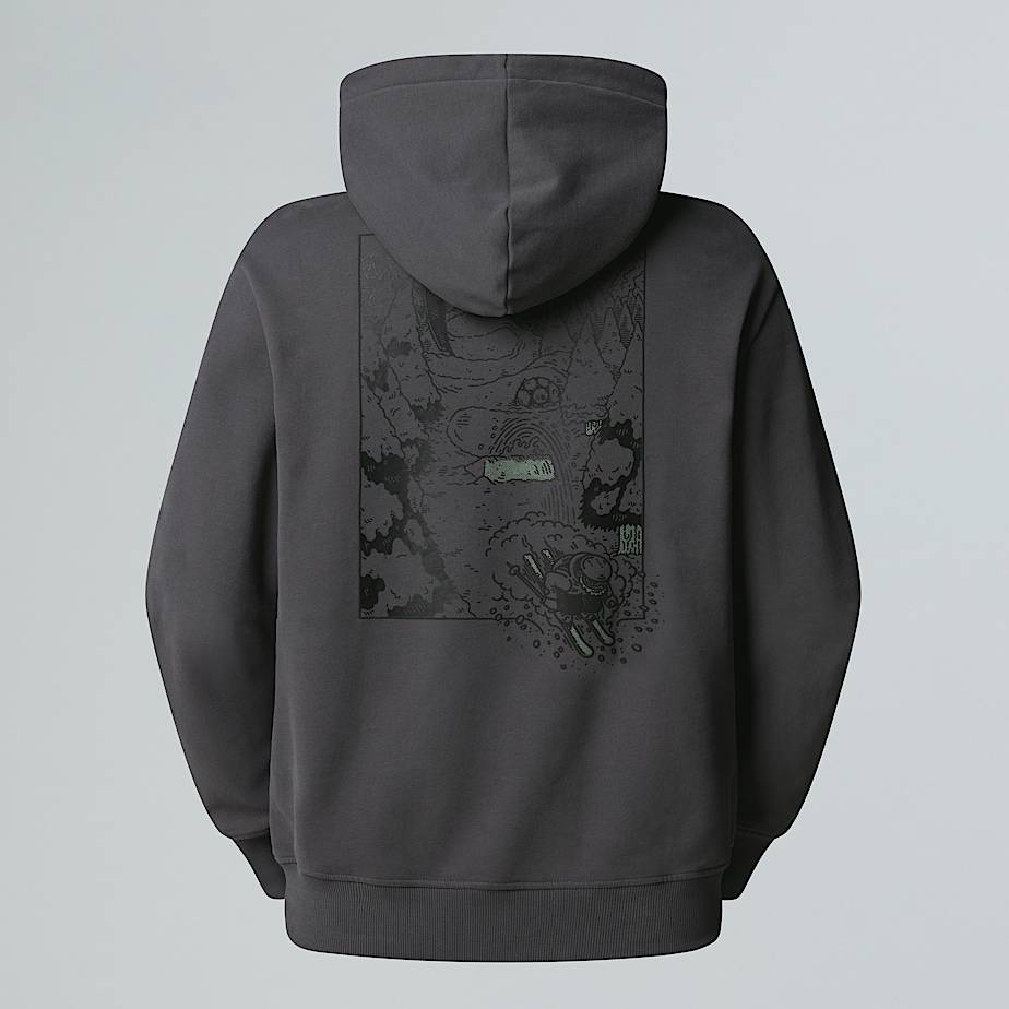 The North Face Sudadera Holgada Con Capucha Y Estampado Gráfico Powder Days Unisex Asphalt Grey 