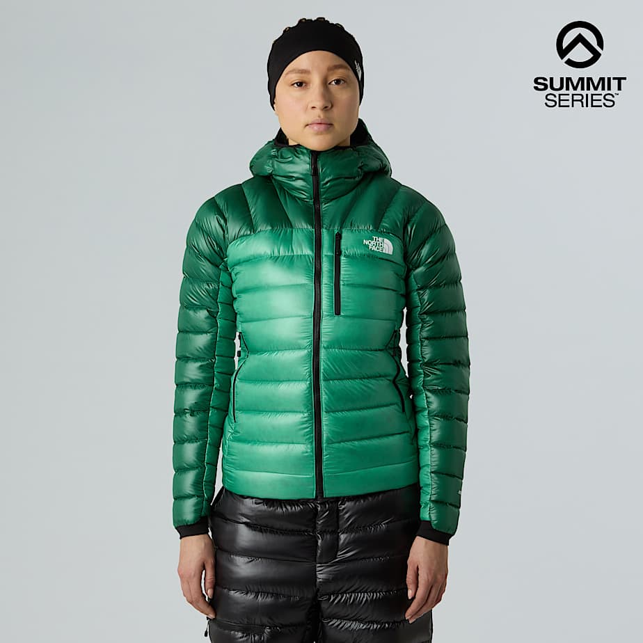 The North Face Women's Summit Breithorn Hooded Down Jacket Nebula Green-evergreen