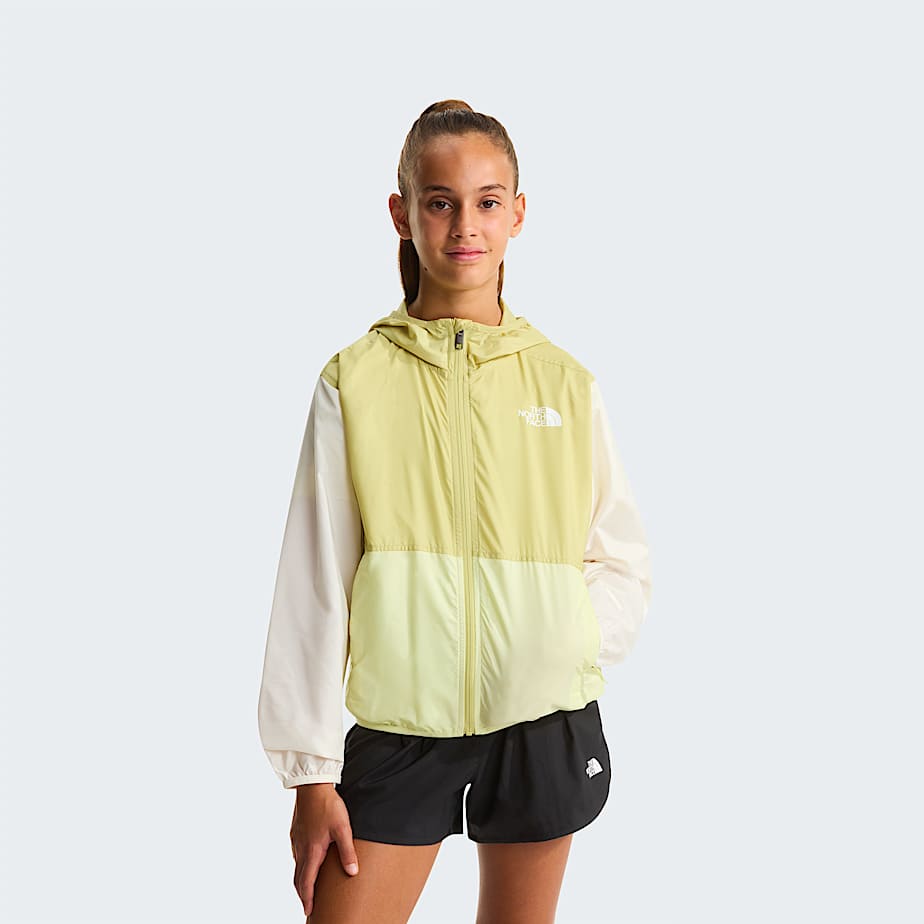 The North Face Girls' Cyclone Wind Jacket Lemon Mist-pear-white Dune