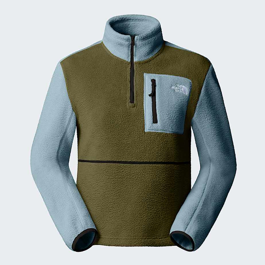 The North Face Women's Yumiori 1/4 Zip Fleece Jacket Forest Olive-shallow Blue-tnf Black