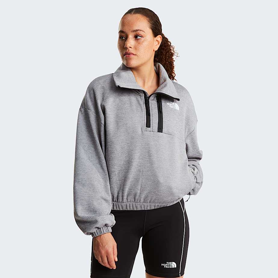 The North Face Women’s Mountain Athletics 1/4 Zip Funnel Neck Fleece Tnf Pale Grey Heather-meld Grey