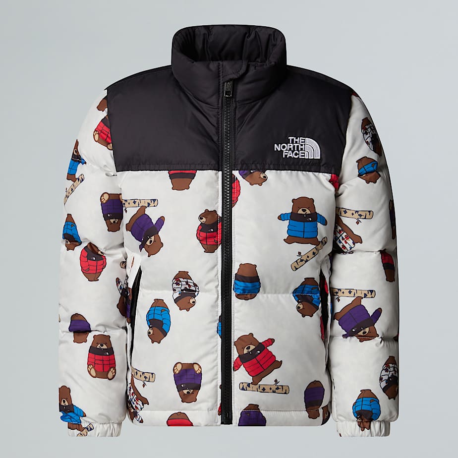 The North Face Kids' 1996 Retro Nuptse Printed Jacket Tnf White - Nuptse Bear Print