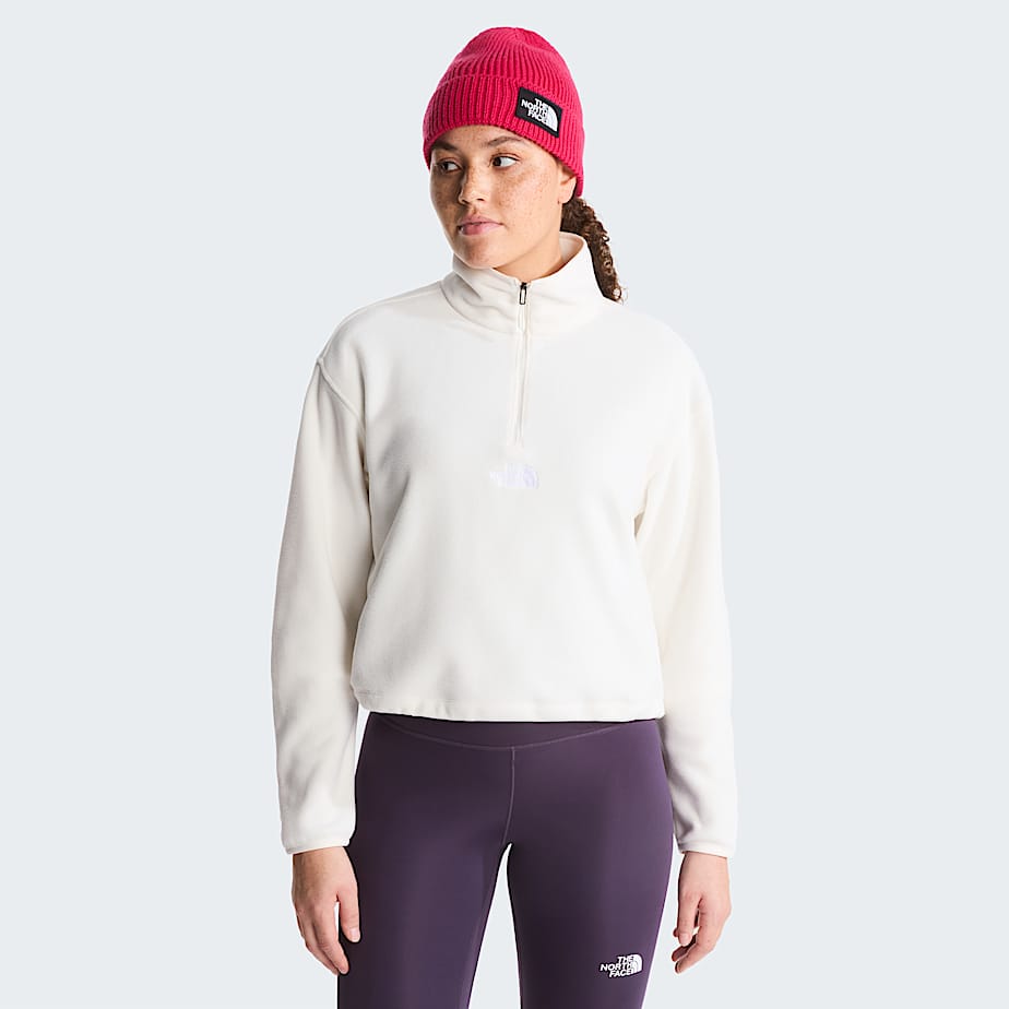 The North Face Women's Glacier Novelty Logo 1/4 Zip Fleece White Dune