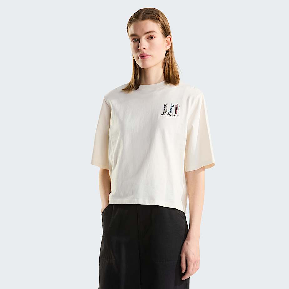 The North Face Women's Ski Embroidery Boxy Graphic T-shirt White Dune