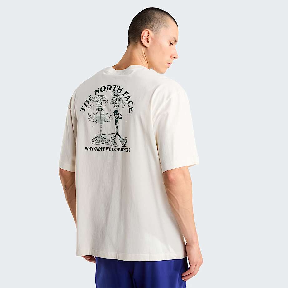 The North Face Men's Why Can't We Be Friends Oversized T-shirt White Dune-hunter Green