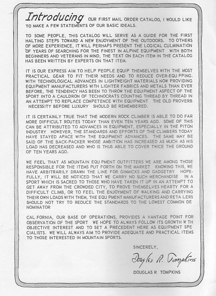 Letter from Doug Tompkins
