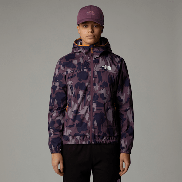 The North Face Winddichte Mountain Athletics Laufjacke Mit Aufdruck Für Damen Midnight Mauve Painted Mountains Print Grö...