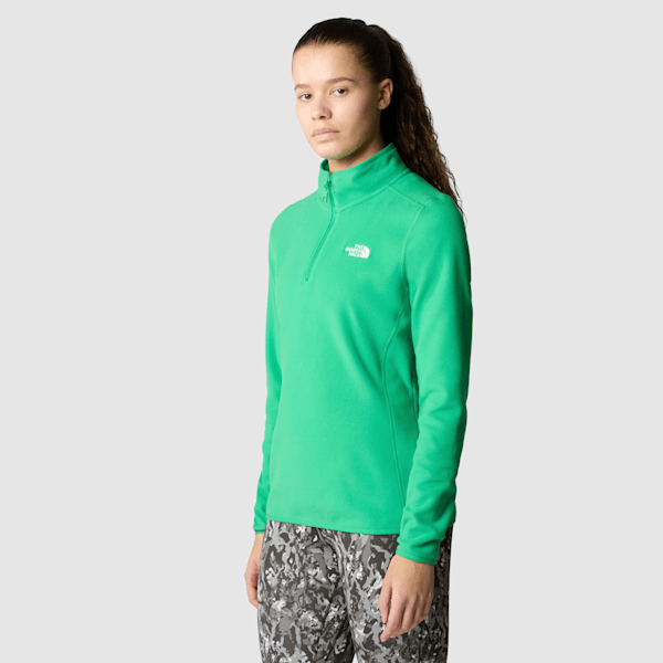 The North Face 100 Glacier Fleece Mit 1/4-langem Rv Für Damen Optic Emerald Größe S female