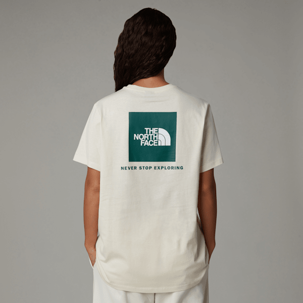 The North Face Redbox Relaxt Geschnittenes T-shirt Für Damen White Dune-evergreen Größe XL female