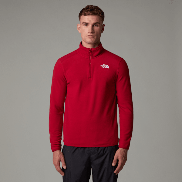 The North Face 100 Glacier Fleece Mit 1/4-langem Rv Für Herren Garnet Red Größe XL male