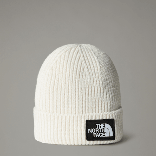 The North Face Tnf Logo Box Beanie Mit Umschlag White Dune Größe Einheitsgröße male