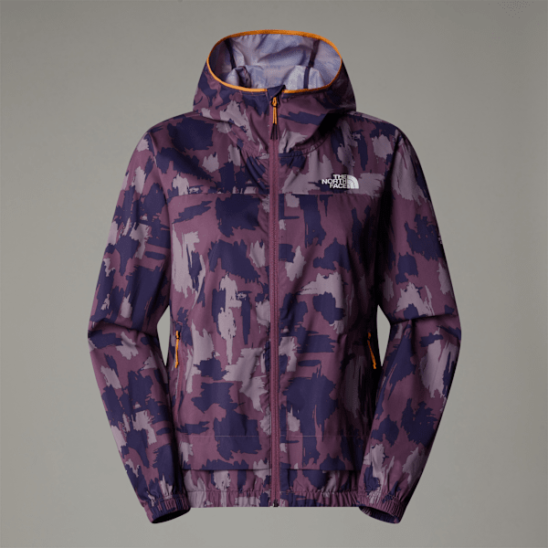 The North Face Winddichte Mountain Athletics Laufjacke Mit Aufdruck Für Damen Midnight Mauve Painted Mountains Print Grö...