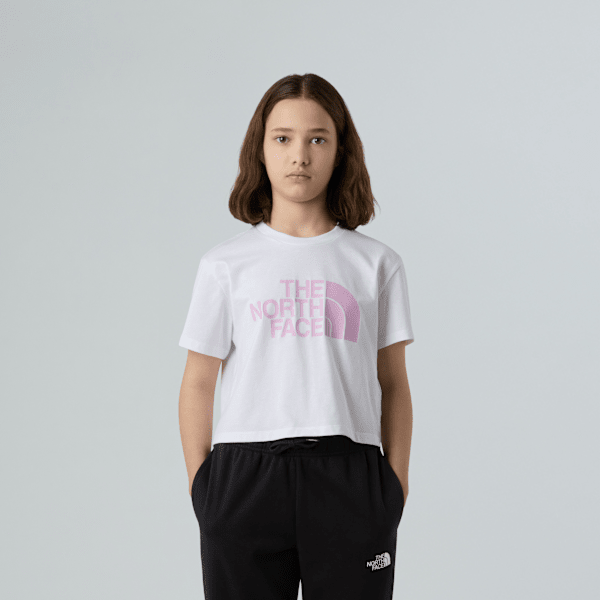 The North Face Easy Kurzgeschnittenes T-shirt Für Mädchen Tnf White-cyber Pink Größe XXL female