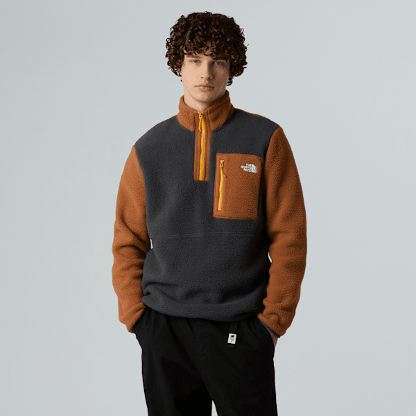 The North Face Yumiori Fleecejacke Mit 1/4-langem Rv Für Herren Asphalt Grey-burnt Umber-summit Gold Größe L male
