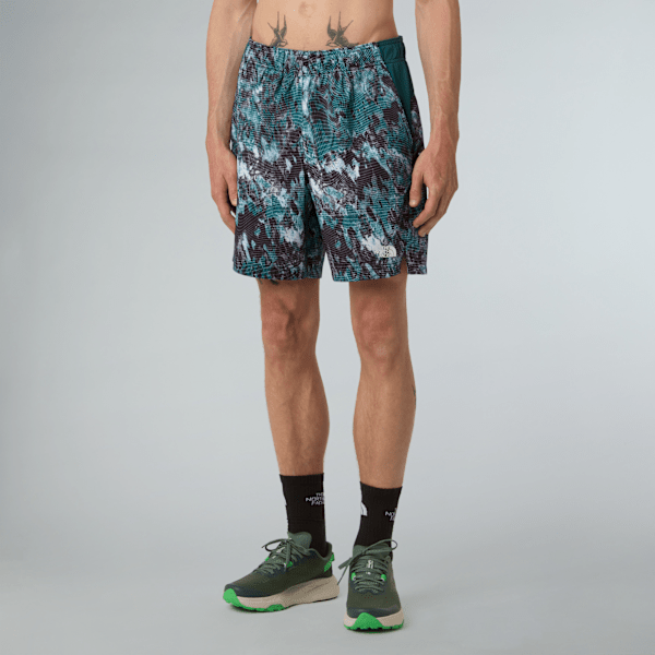 The North Face 24/7 17,8cm Lange Shorts Mit Aufdruck Für Herren Deep Nori Trail Grid Print-deep Nori Größe  male