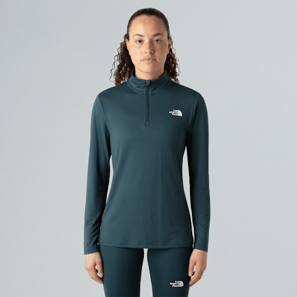 The North Face Flex Slim Langarm-top Mit 1/4-langem Rv Für Damen Deep Cypress Größe XS female