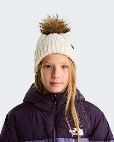 Dziecica czapka beanie z futrzanym pomponem OhMega TNF White Dune alt1