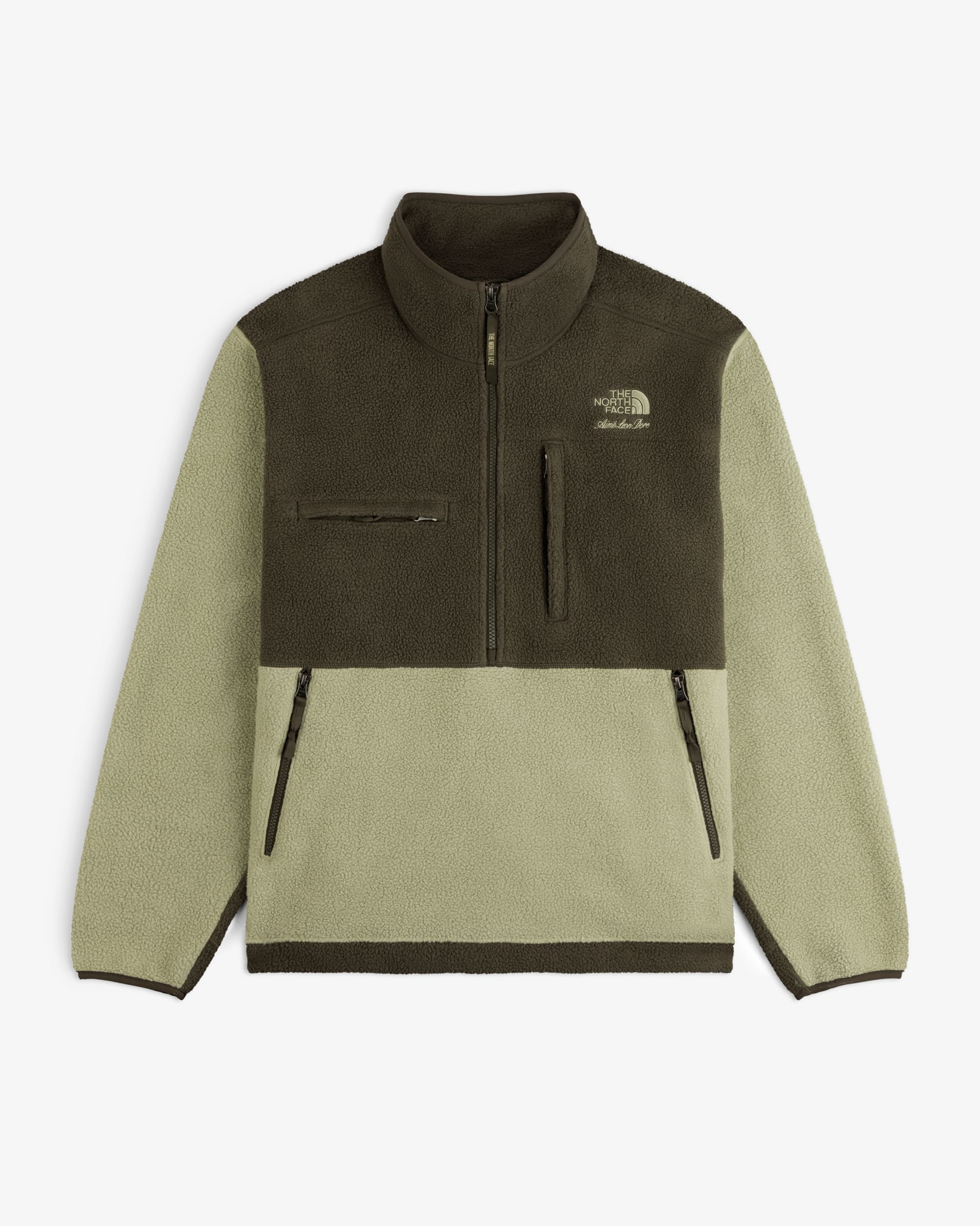 TNF X Aim Leon Dore Fleece 95 Denali jakke med halv lynls TNF hero