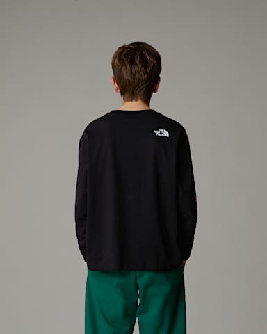 Oversized VarsityTshirt met lange mouwen en print voor tieners TNF TNF Black ALT2