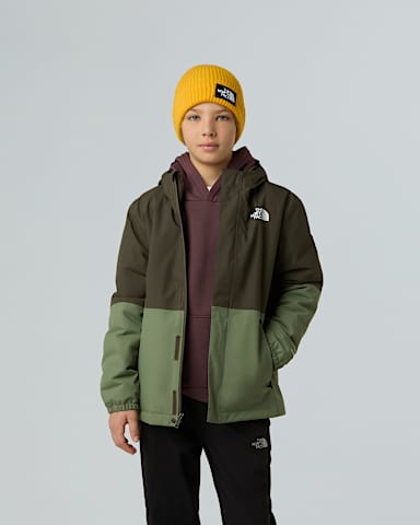 Boys Warm Antora Rain Jacket TNF New Taupe GreenBark Mist ALT3