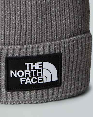 Berretto con pompon e riquadro con logo TNF TNF TNF Medium Grey Heather ALT2