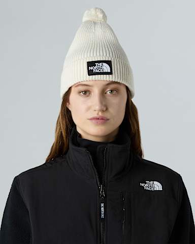 Berretto con pompon e riquadro con logo TNF TNF White Dune ALT1