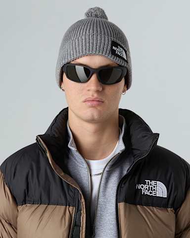 Berretto con pompon e riquadro con logo TNF TNF TNF Medium Grey Heather ALT1