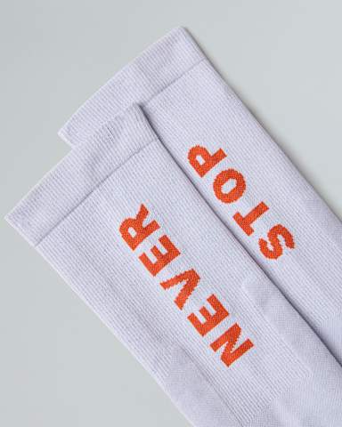 Never Stop Trail Run Crew Socks TNF TNF WhiteAcrylic Orange ALT1