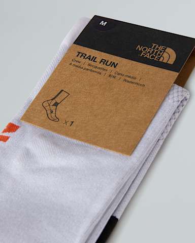 Never Stop Trail Run Crew Socks TNF TNF WhiteAcrylic Orange ALT3