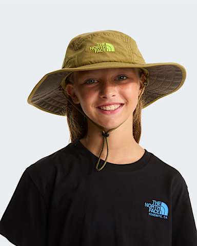 Kids Class V Brimmer Hat TNF Cedar Logo Weather Topo Phantom Print ALT1
