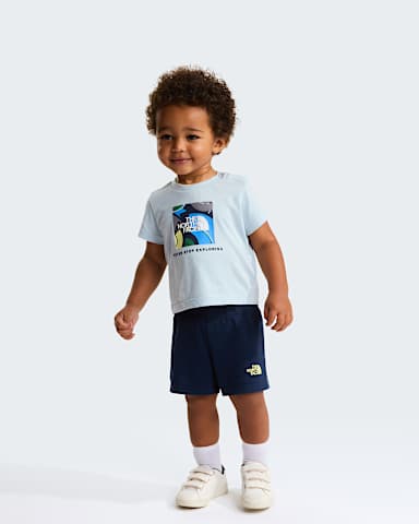 Baby NSE Box Play Regular Shorts Set TNF Polar HazeSummit Navy HERO