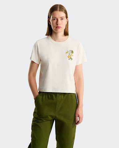 Womens Flora Embroidered Regular Graphic TShirt TNF White Dune HERO