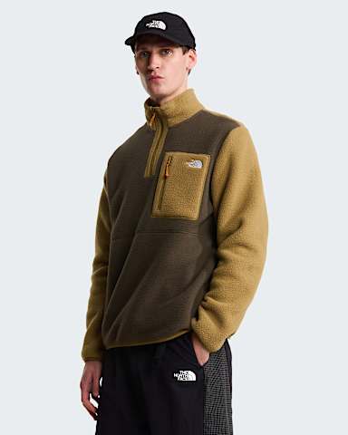 Mens Yumiori 14 Zip Fleece Jacket TNF New Taupe GreenCedarDust Orange HERO