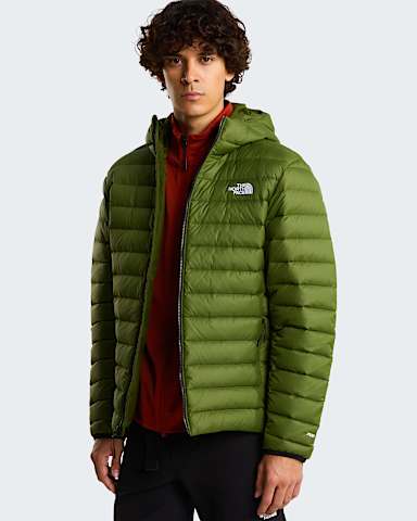 Mens Classic Down Hooded Jacket TNF Woodland Green alt4