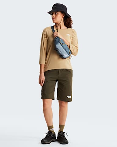 Tshirt manches 34 Tanken pour femme TNF Khaki Stone ALT1