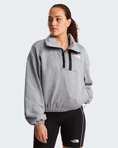 Womens Mountain Athletics 14 Zip Funnel Neck Fleece TNF TNF Pale Grey HeatherMeld Grey HERO