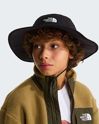 Kids Class V Brimmer Hat TNF TNF Black Logo Weather Topo Phantom Print ALT1
