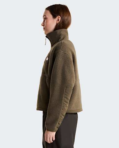 Womens Yumiori OffPeak 12 Zip Fleece Jacket TNF New Taupe Green ALT2