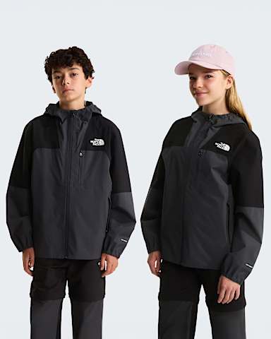 Teens Hike Packable Shell Jacket TNF TNF BlackAsphalt Grey HERO