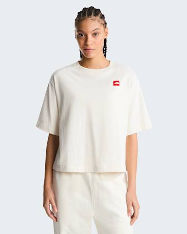 Womens Red Box Boxy TShirt TNF White Dune HERO