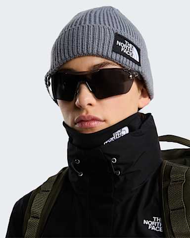 TNF Logo Box Cuffed Beanie TNF TNF Medium Grey Heather ALT1